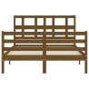 Honey Brown Small Double Bed Frame with Headboard - Solid Wood