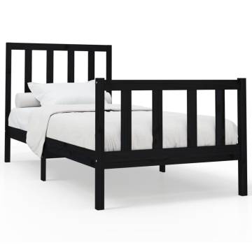 Black Solid Pine Bed Frame 90x200 cm - Modern Design