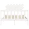 Stylish White Double Bed Frame with Headboard - Solid Wood