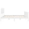 Stylish White Double Bed Frame with Headboard - Solid Wood