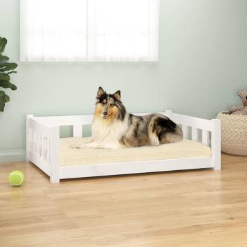 Dog Bed White 95.5x65.5x28 cm - Solid Pine Wood Comfort