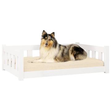 Dog Bed White 95.5x65.5x28 cm - Solid Pine Wood Comfort