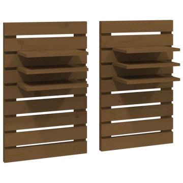 Wall-Mounted Bedside Shelves - Honey Brown Solid Pine | Hipo Market