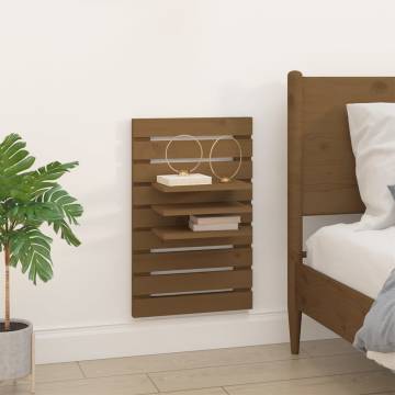 Wall-Mounted Bedside Shelves - Honey Brown Solid Pine | Hipo Market