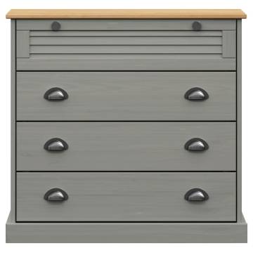 VIGO Grey Chest of Drawers - Solid Pine Wood 80x40x76 cm