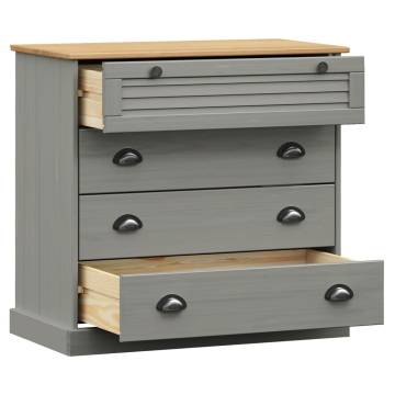 VIGO Grey Chest of Drawers - Solid Pine Wood 80x40x76 cm