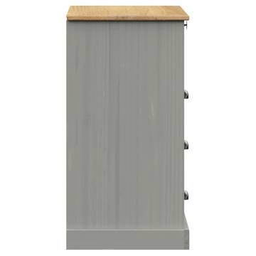 VIGO Grey Chest of Drawers - Solid Pine Wood 80x40x76 cm