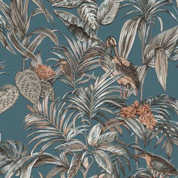 DUTCH WALLCOVERINGS Bird-of-Paradise Blue Wallpaper