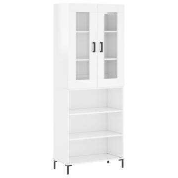 Stylish Highboard High Gloss White - 69.5x34x180 cm