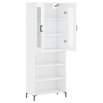 Stylish Highboard High Gloss White - 69.5x34x180 cm