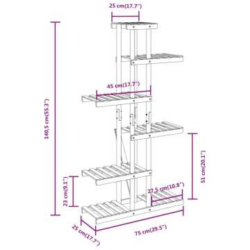 Flower Stand 75x25x140.5 cm Solid Wood Fir - Durable & Stylish