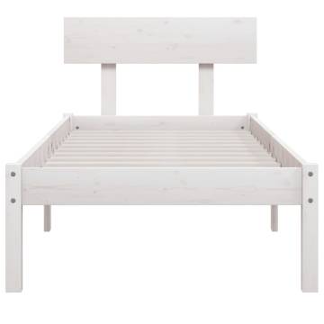 White Solid Wood Bed Frame 75x190 cm - Modern & Sturdy