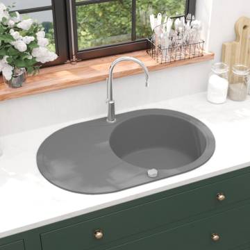 Granite Kitchen Sink Single Basin Oval Grey | Hipo Market