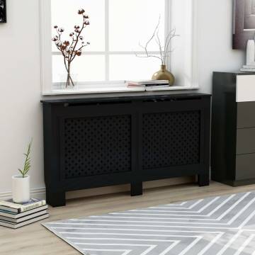 Stylish Black Radiator Cover 152x19x81.5 cm - MDF | HipoMarket