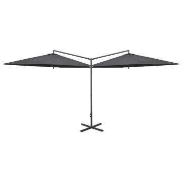 Double Parasol with Steel Pole Anthracite 600 cm - Stylish Shade