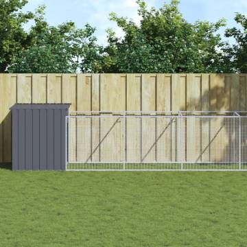 Durable Dog House with Run - Anthracite Galvanised Steel 110x101 cm