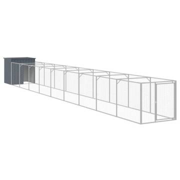 Durable Dog House with Run - Anthracite Galvanised Steel 110x101 cm