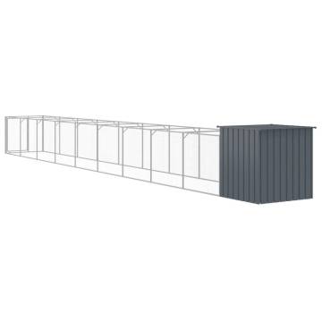 Durable Dog House with Run - Anthracite Galvanised Steel 110x101 cm