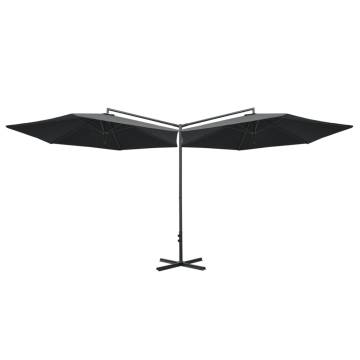 Double Parasol with Steel Pole Anthracite 600 cm - Stylish Shade