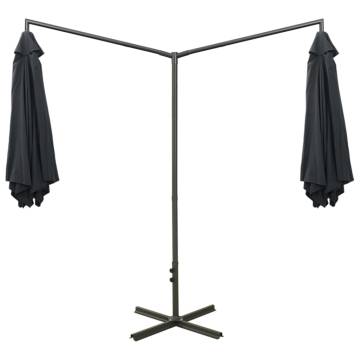 Double Parasol with Steel Pole Anthracite 600 cm - Stylish Shade