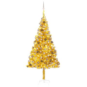 Gold Pre-lit Christmas Tree with Ball Set - 210 cm | HipoMarket