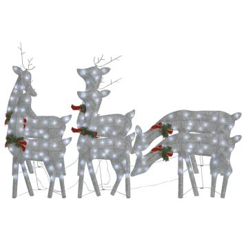 Christmas Reindeers 6 pcs - Silver Cold White Mesh Decorations