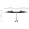 Double Parasol with Steel Pole Anthracite 600 cm - Stylish Shade