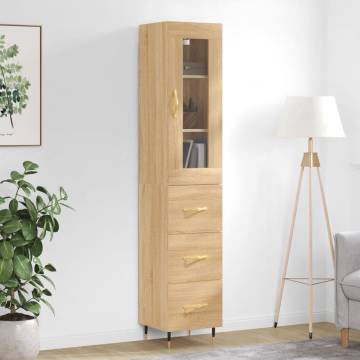 Stylish Highboard Sonoma Oak - 34.5x34x180 cm | Hipomarket