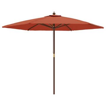 Garden Parasol with Wooden Pole - Terracotta 299x240 cm