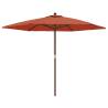 Garden Parasol with Wooden Pole - Terracotta 299x240 cm