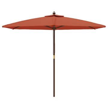 Garden Parasol with Wooden Pole - Terracotta 299x240 cm