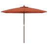 Garden Parasol with Wooden Pole - Terracotta 299x240 cm