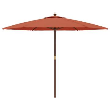 Garden Parasol with Wooden Pole - Terracotta 299x240 cm