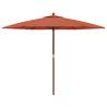 Garden Parasol with Wooden Pole - Terracotta 299x240 cm