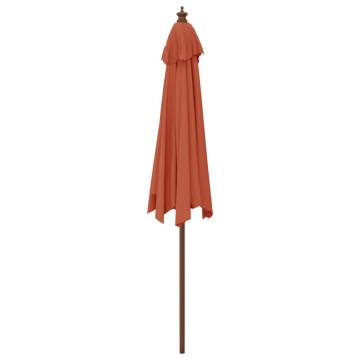 Garden Parasol with Wooden Pole - Terracotta 299x240 cm