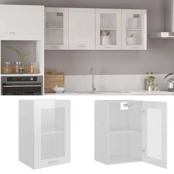 Hanging Glass Cabinet High Gloss White - 40x31x60 cm