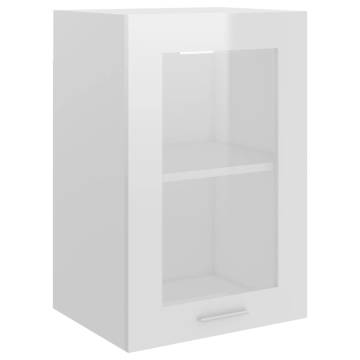 Hanging Glass Cabinet High Gloss White - 40x31x60 cm