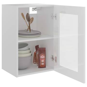 Hanging Glass Cabinet High Gloss White - 40x31x60 cm