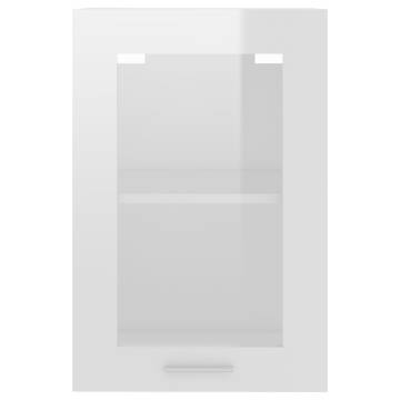 Hanging Glass Cabinet High Gloss White - 40x31x60 cm