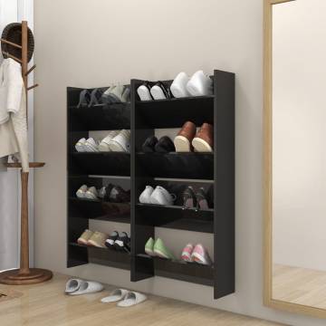 Wall Shoe Cabinets - High Gloss Black - 4 pcs 60x18x60 cm