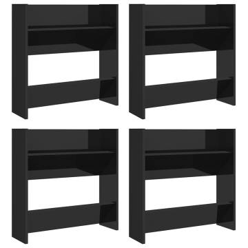 Wall Shoe Cabinets - High Gloss Black - 4 pcs 60x18x60 cm