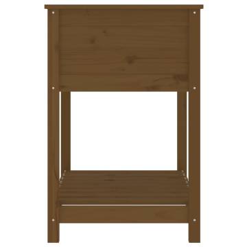 Planter with Shelf - Honey Brown Solid Wood Pine | HiPo Market