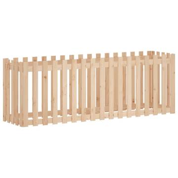 Garden Raised Bed with Fence Design - Solid Pine 200x50x70 cm