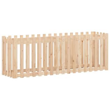 Garden Raised Bed with Fence Design - Solid Pine 200x50x70 cm