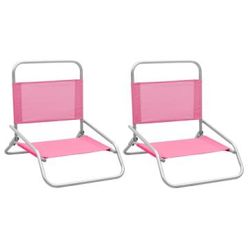 Folding Beach Chairs Set - 2 Pink Fabric Chairs | HipoMarket