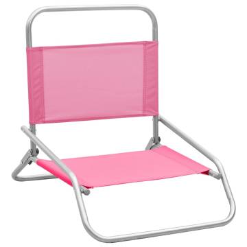 Folding Beach Chairs Set - 2 Pink Fabric Chairs | HipoMarket