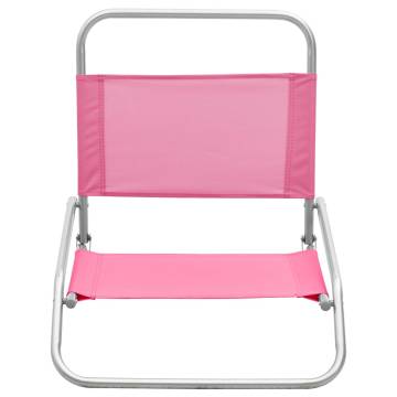 Folding Beach Chairs Set - 2 Pink Fabric Chairs | HipoMarket