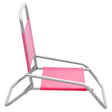 Folding Beach Chairs Set - 2 Pink Fabric Chairs | HipoMarket