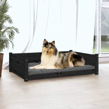 Stylish Black Dog Bed - Solid Pine Wood 95.5x65.5 cm