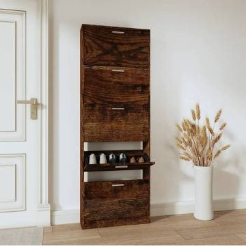 Shoe Cabinet Smoked Oak - Stylish Storage Solution | HipoMarket